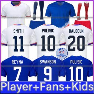 USAS Soccer Jerseys 2024 2025 COPA AMERICA USWNT Woman Kids Kit USMNT 24/25 Home Away Football Terts Men Player Version Pulisic Smith Morgan Balogun