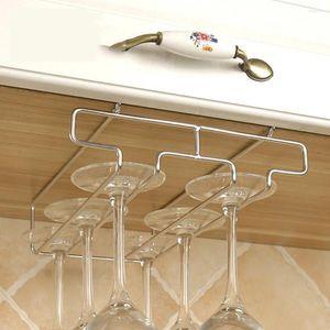 Kitchen Storage Stainless Steel Cabinet Goblet Organizer Bar Cup Hanger Hanging Rack Stemware Holder Wine Glass