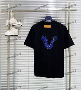 Xinxinbuy Men Designer Tee T Shirt 2024 Italien Dragon Letter Brodery Kort ärm Cotton Women Black White Blue Red S-3XL