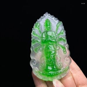 Bangle Certified Natural High Green Jadeite Jadeite Big Amulet Pingingnecklacesth Mil Mandel Kwan-Yin