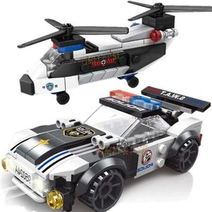 航空機Modle New DIY MOC CITY AIRCRAFT SWAT SUPER POLICE VEHICYダブルローターヘリコプター有名なビルディングブロックキットクラシックモデルS24520