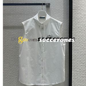 Casual Women Sleeveless Blouses Loose Breathable Blouses White Letters Printed Womens Shirts