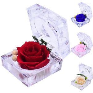 Dekoracyjne kwiaty zachowane róże Walentynki Dekoracja ślubna Dekoracja sztuczna propozycja Pierścień Pierścień Eternal Rose Jewelry Box