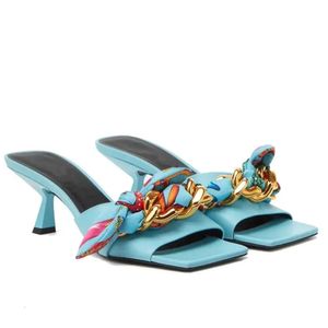 Panie 2024 Kobiety Kaptury PRAWDZIWE skórzane obcasy Sandały Peep Stopa Summer Casual Flip-Flops Fold Dress Dress Gladiator Sexy Buty Metal Silk S 8fd5