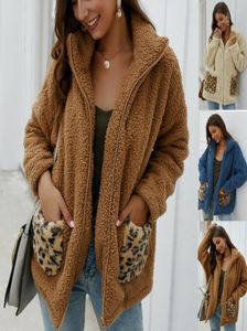 Women039s Jacken Frauen Teddybär Übergroßer Mantel Damen Borg Zip Faux Pelzjacke Leopard Print4761486