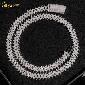 Wholesale price iced out hip hop men cuban necklaces sier cz diamond thorny chains 10mm wide