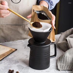 Mugs Desktop Ceramic 500ML Hand Drip Filter Cup Set Black Coffee Pot