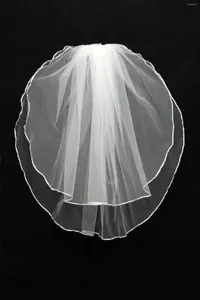 Brautschleier Real Pos Spitze Hochzeit kurzes Schleier weißer Elfenbein mit Kamm -Blusher -Braut Kopfstück Accessoires