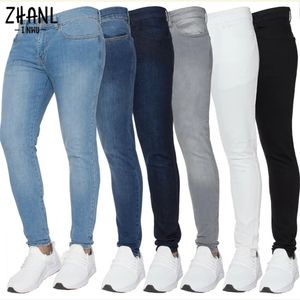 Mens elastico jeans skinny moda elastico pantaloni in denim in cotone slim maschio pantaloni taglie taglie pantaloni di colore puro pantaloni casual 240507