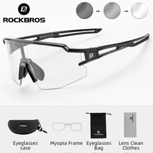 Rockbros bicycle Glasses UV400 Pochromic Sunscreen Sports Glasses bicycle Glasses Road Myopia Frame自転車サングラス240515