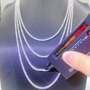 pass diamond tester gra certified vvs moissanite necklace s sterling sier 2mm tennis chain