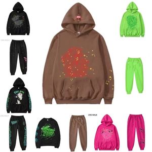 24SS 디자이너 까마귀 트랩 스타 5 트랙 슈트 남성 여성 Home Hoodie 고품질 폼 프린트 웹 그래픽 핑크 스웨트 셔츠 Y2K 풀오버 S-2XL