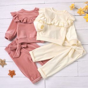 2pcs Herbst Wintermodelle Mädchen Baby Sets Top Coral Fleece Hosen warm und bequem L2405 L2405 L2405