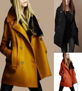 FashionNew Fashion Women Slim Wool Trench ciepłe płaszcze podwójnie piersi kurtki i kalosze C0758716935