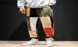 Ewq Patchwork Color Pants Mężczyźni 2020 MENS STREETWear Casual Joggers Pants Mężczyzna wiosna vintage bawełniane spodnie dresowe Tide 9A3797355341