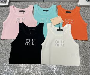 tank miui top designer top croptop previous designer bralette clothes awkward embroidery ruffle rhinestone vest yoga Tees Sheer sequins render elasticity a2