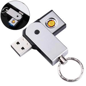 Lighters Mini USB light intelligent double-sided cigar light keychain flash drive type outdoor metal windproof electronic light gift S24513