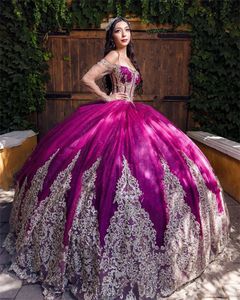 Роскошные мексиканские платья Quinceanera Ball Hown 2024 с бисером от плеч