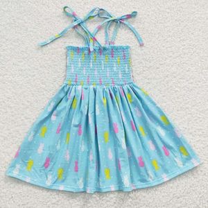 Clothing Sets GSD0350 RTS Wholesale Price Summer Girl Colorful Pineapple Blue Elastic Boutique Cute Dress