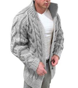 Men039s swetry stały kolor dzianinowy sweter mężczyzn menu kardigan gęstwy płaszcz termiczny 7086572