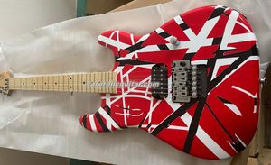 Hand geriebenes Öl Edward van Halen Schwarze weiße Streifen rote E -Gitarre Daumenwheel Truss Stange Viertel Maple Hals
