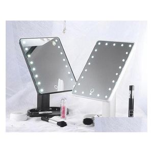 Kompakt Aynalar 360 Derece Dönme Makyaj Aynası Ayarlanabilir 16/22 LEDS Işıklı LED Dokunmatik SN Taşınabilir Aydınlık Kozmetik Siyah/Beyaz/P OT1VW