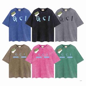 T-shirt designer da uomo Summer Gu Shirts Brand Vintage Retro Lavato Mens Domande Womens Short Hip Hop Streetwear Tops Shorts Abbigliamento Abbigliamento G-19 XEMG