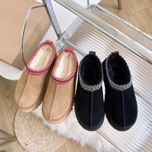 Tazz Ankle Fur Boots Designer Australia Platform Boot Woman Indoor Australian Slipper Thick Bottom Real Leather Warm Fluffy Booties