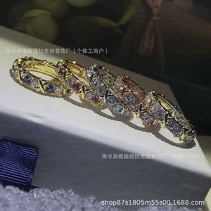 Designer Higher versionDifu Mud Full Diamond Cross Colored Ring Female Celebrity High Sense Small and Popular Internet O5BP