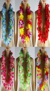 50 stycken Kauai Leis Hawaii Flower Lei 7 Färg Luau Flower Necklace Garland Hulawear Dress Dance Show Party Decor 4809211