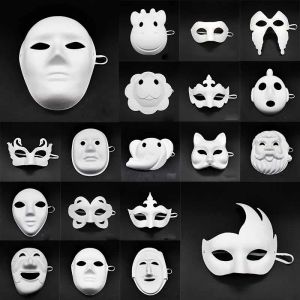 hurtowa biała niepomalowana maska ​​twarzy zwykła pusta wersja papierowa miąższ maskarada masque dziecięcy dzień DIY ręcznie robiony maska ​​miazży 20 styl dhl zz
