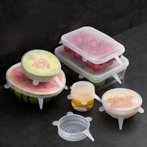 6st Stretch Bakeware Lids Universal Silicone Food Wrap Bowl Pot Lock Cover Pan Cooking Kitchen Accessories LL