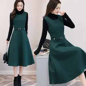 Work Dresses 2024 Spring And Autumn Ladies Fashion Wool Vest Dress Two-piece