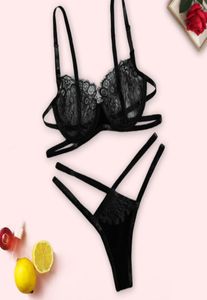 Thongs VString Panties Transparent Bra set Lingerie set Floral Lace Bralette Summer Sexy Sets Ladies Panty Underwear 2108202066079