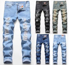 Novo designer Men039s jeans homens angustiados Ripped jeans skinny clássico lavado moto moto moto causal calças jeans Hip Hop M3387538