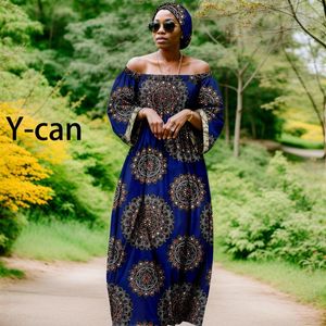 Ethnic Clothing African Dresses For Women Sexy Party Off-shoulder Vestidos Tribal Headband Dashiki Print Wedding Vintage Dress Plus 2425014