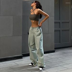 Frauenhose Einfache lose Hosen Kordelstring Taille Freizeitfrachtinnen Jogginghose