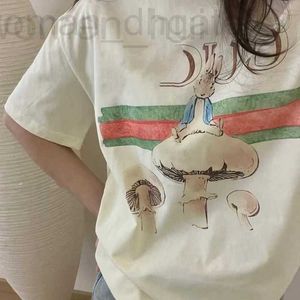 Women's T-Shirt designer Spring/Summer New Cute Fruit Hand-painted T-shirt with Peter Rabbit Round Neck Short Sleeve QFOW SB6A