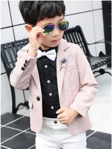 Childrens Blazers Coat Jackets de traje de cor sólida da mola para meninos para crianças de apresentação solta Host Arday Outerwear Roupos H38-1 240520