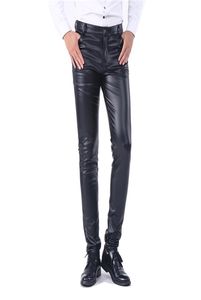 Idopy Mens Business Slim Fit Five Tickets Stretchy Comfy Black Solid Faux Leather Pants Jeans Trousers For Male 2107157912434