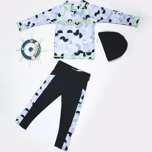 Clothing Sets 3pcs Boys' Split Style Swimsuit Set Long Sleeve Middle-Aged Young Children's Sunscreen Fashionable Boys