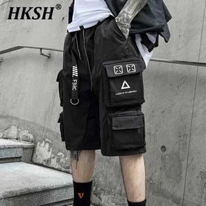 Men's Shorts HKSH Spring/Summer New Mens Tactical Drawstring Cargo Pants Trend Techwear Fashion Knee Length Trendy HK0048 Q240520