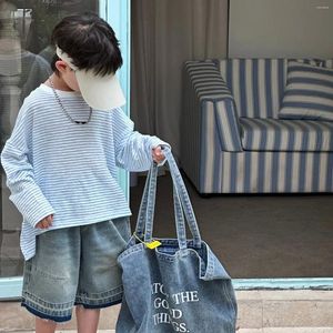 ジャケットボーイズトップ2024夏の韓国ファッションストライプ薄い日焼け止め服の子供の服