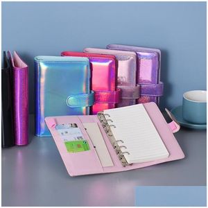 Notepads Wholesale Notebook Binder A6 Laser Notepad Loose Leaf Notebooks Without Paper Portable Pu Faux Leather Er File Folder Spiral Dhlaf