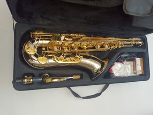 2024 Nuovo sassofono tenore W037 Strumenti musicali BB tono nichel nichel Tasto oro piatto gold con bocchetto di custodia