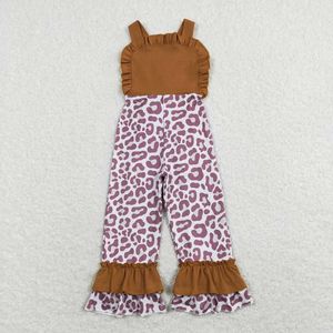 Jumpsuits Wholesale baby girl boutique jumpsuit childrens sleeveless one piece pleated pants baby cover leopard print jumpsuit Y240520I5SS
