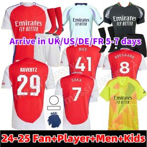 Saka Soccer Jerseys Arsen G. Jesus Odegaard Rice Havertz 24 25 Thomas Nketiah Zinchenko Saliba Trossard Football Shirt Men Kids Kit