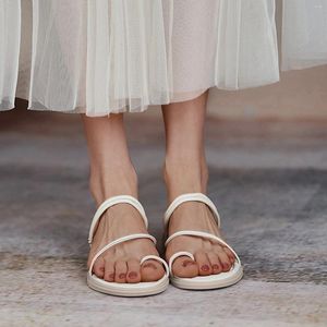 Tofflor Summer Casual Women's Color Low Spring Thong Heel Sandals Flat Fashion Solid Slipper