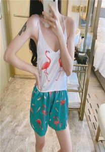 Zwierzęta kreskówka Drukuj Piękny stóp do snu Suit Summer V Neck Sexy PaJamas Women Spaghetti Pasek luźne pijama satynowe femme cat SY035844638