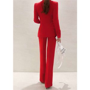 Red Peak Lapel 2 PCS Women Suit Suit Business Pantsuits Office 공식 유니폼 숙녀 작업 Wear Blazer Outfit Pantsuit Custom Made